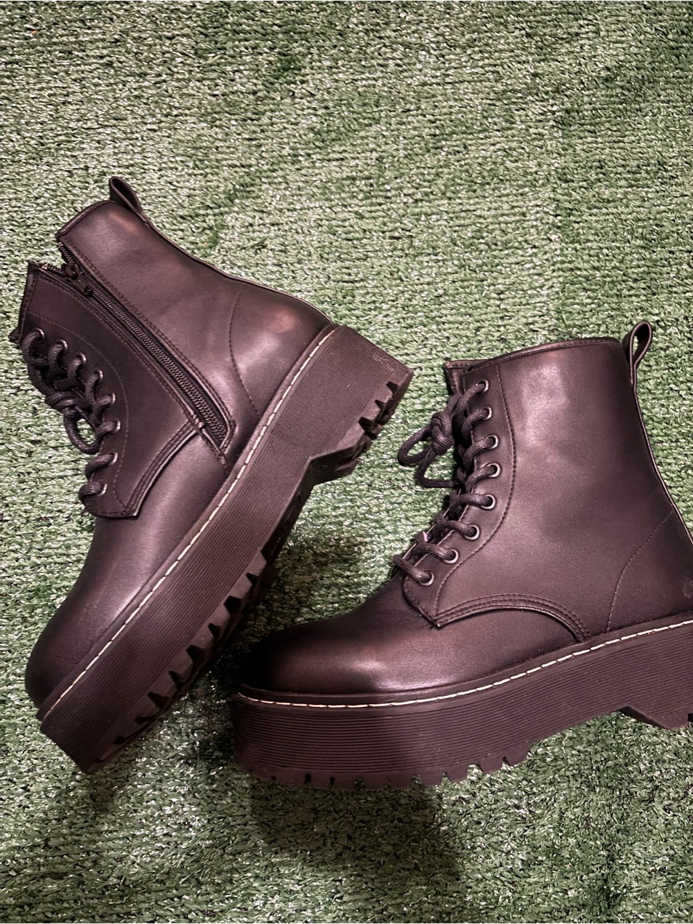 Steve Madden Black Platform Lace-Up Combat Boots